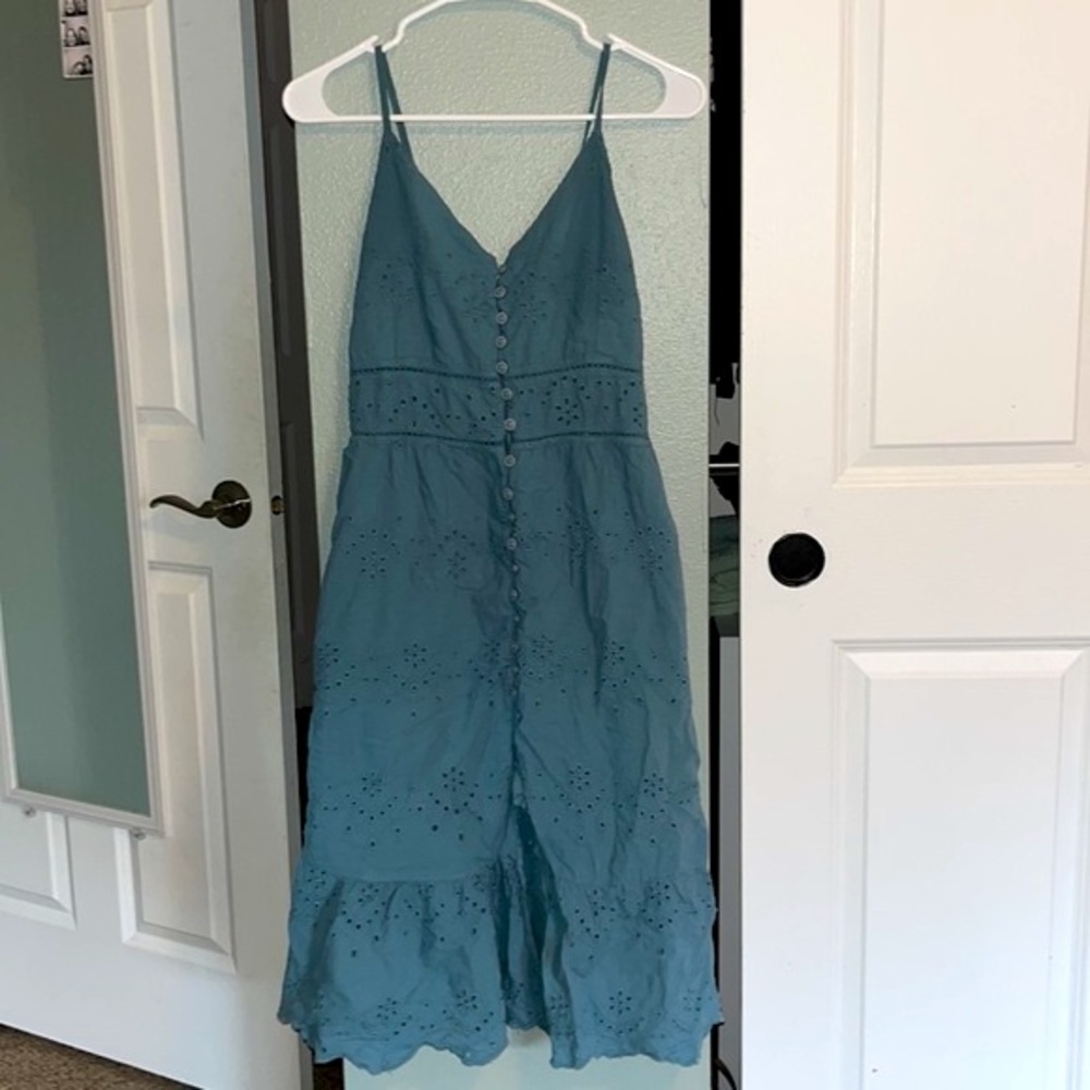 blue maxi tank top dress